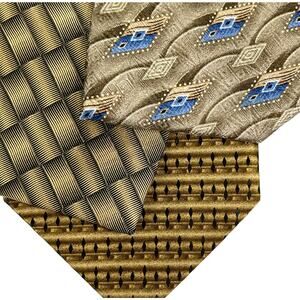Meeting Street AXIS ZYLOS Silk Geometric 3 Necktie Bundle Gold Black Blue 57-60"